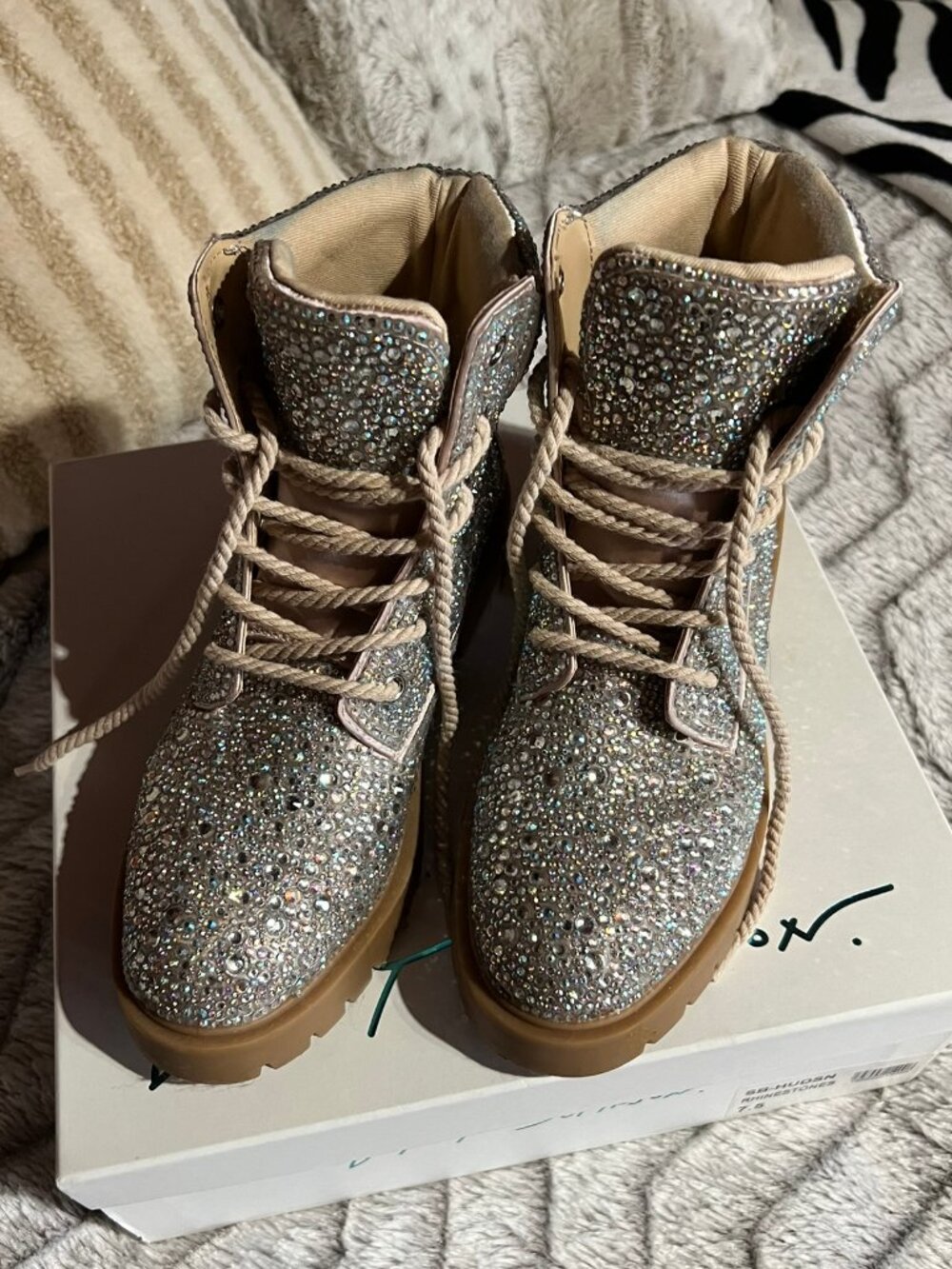 Betsey Johnson SB-Hudson Rhinestone Boots Size 7.5 - Picture 2 of 7